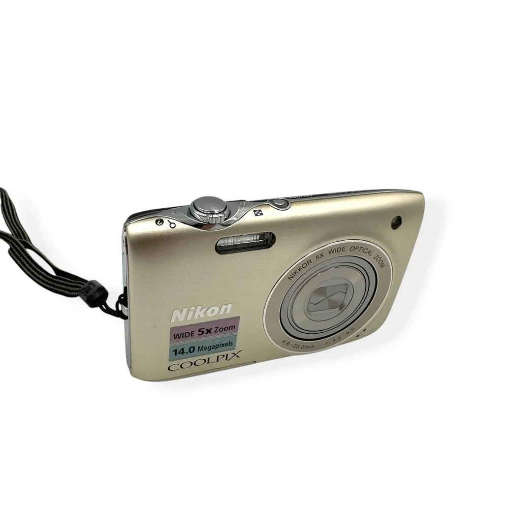 Nikon COOLPIX S3100 14MP Champagne Digital Camera 5X Zoom Charger Bundle TESTED
